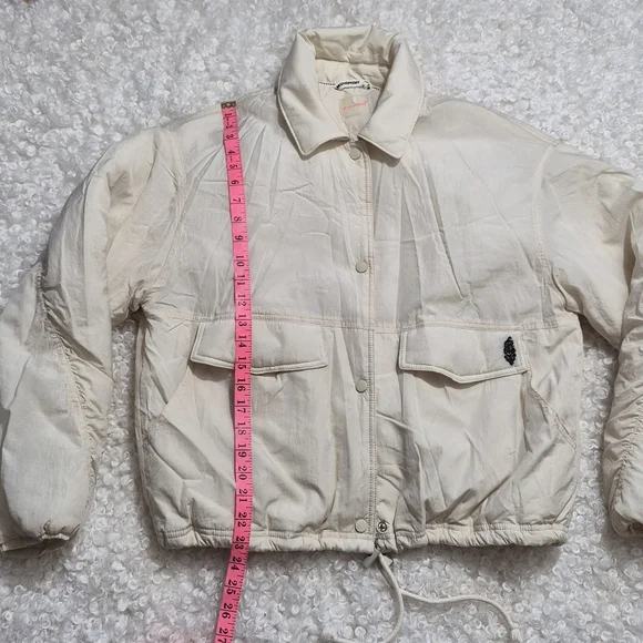 EUC Free People Off The Bleachers Coaches Jacket Size S Sea Salt Coastal Cruise - Picture 14 of 16